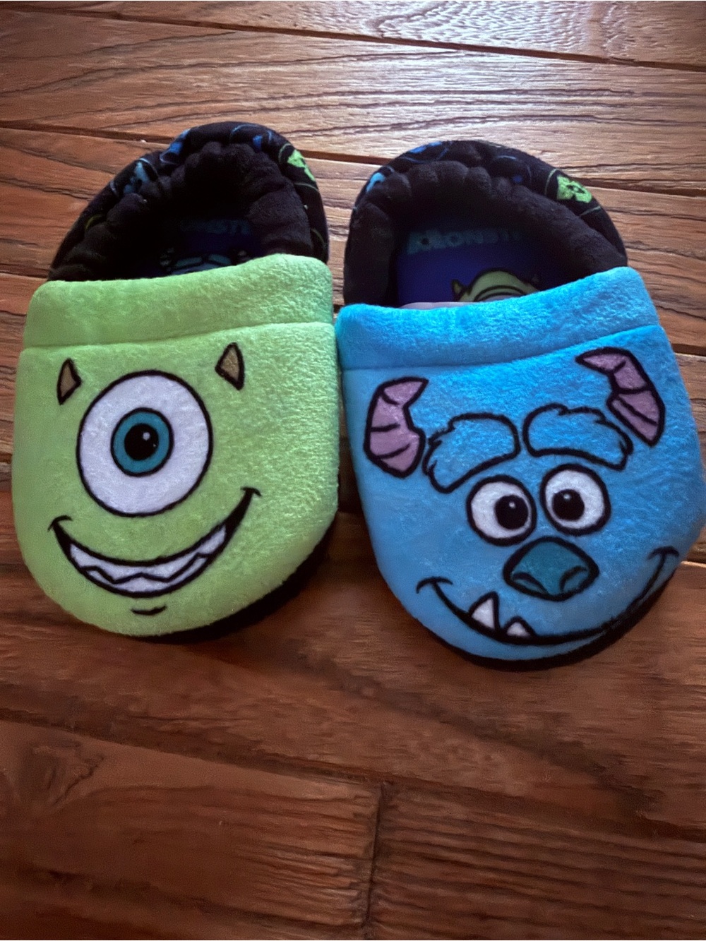 Monsters, Inc. Mike & Sulley Plush Slippers - Green & Blue